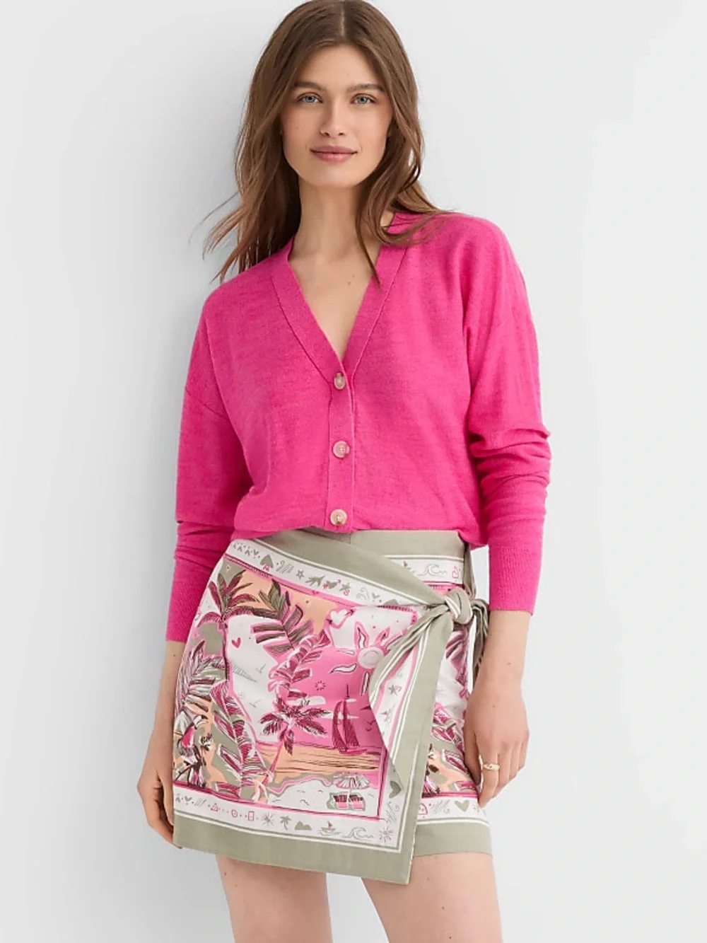 Ann Taylor LOFT Palm Linen Cotton Wrap Skort NEW